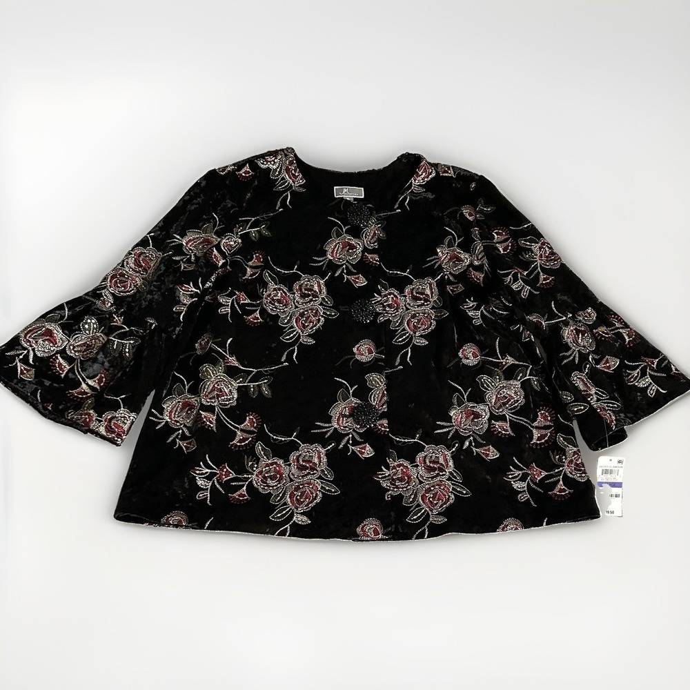 JM Collection Statement Jacket XL Velvet Beaded Embroidered Gilded Glamour NWT